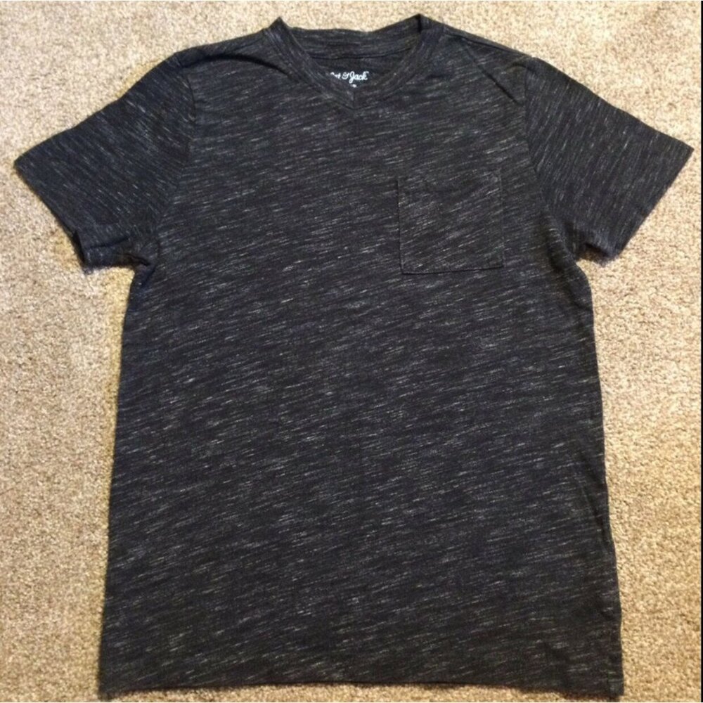 M VGUC Cat & Jack Black Heathered Basic V-neck Pocket Tee